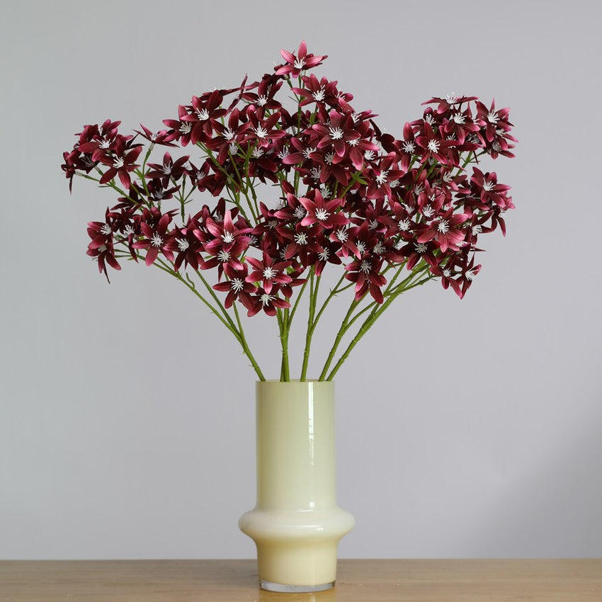 Orquídea Artificial Tipo Bush con 3 Ramas, Flor de 6 Puntas, Tela Efecto Seda, para Jarrón, Boda y Decoración del Hogar