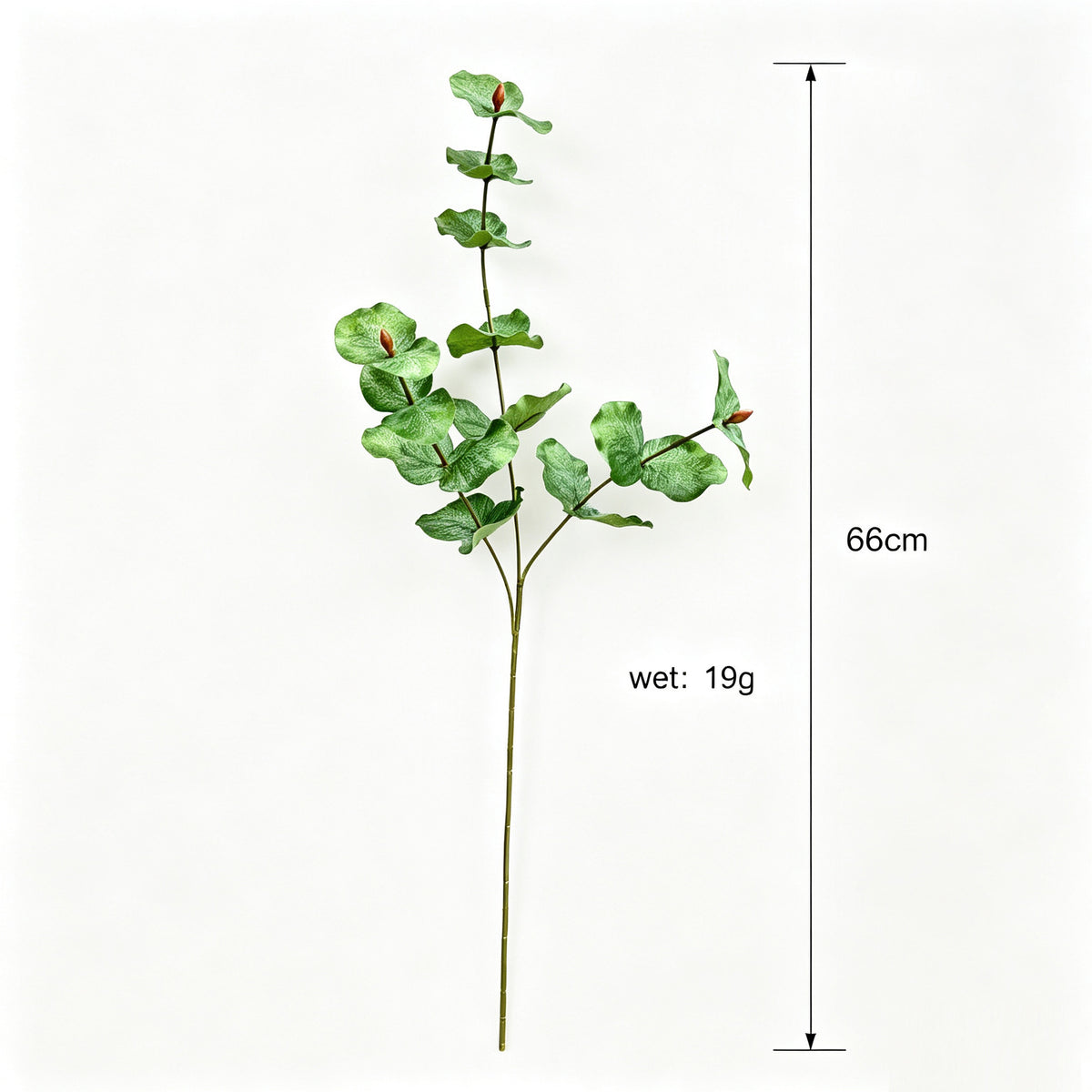Rama de Eucalipto Artificial de 3 Ramitas con Hojas Dobles, Tallo Único, 66 cm, para Jarrón, Bodas y Decoración del Hogar