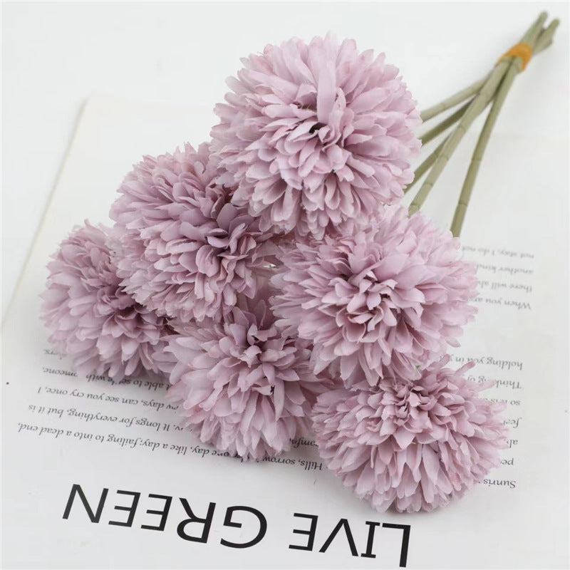 Flor Artificial Crisantemo Pompón, Tallo Único con 1 Flor, Tela Estilo Seda, Colores Macarons, Bodas y Decoración del Hogar