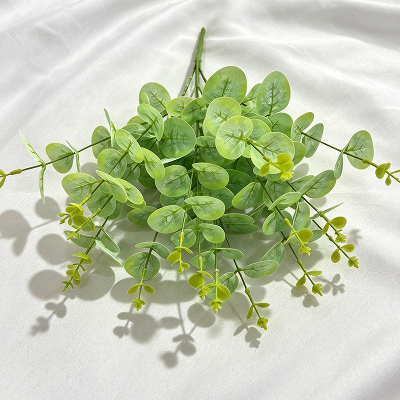 Ramo Artificial de Eucalipto Dólar, Planta Decorativa Tipo Arbusto con Hojas Redondas, para Jarrón, Hogar, Fiestas y Bodas