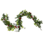 Guirnalda Artificial de Pino con Frutos Rojos y Hojas de Moneda, Enredadera Colgante de Navidad para Pared, Hogar y Escaparate