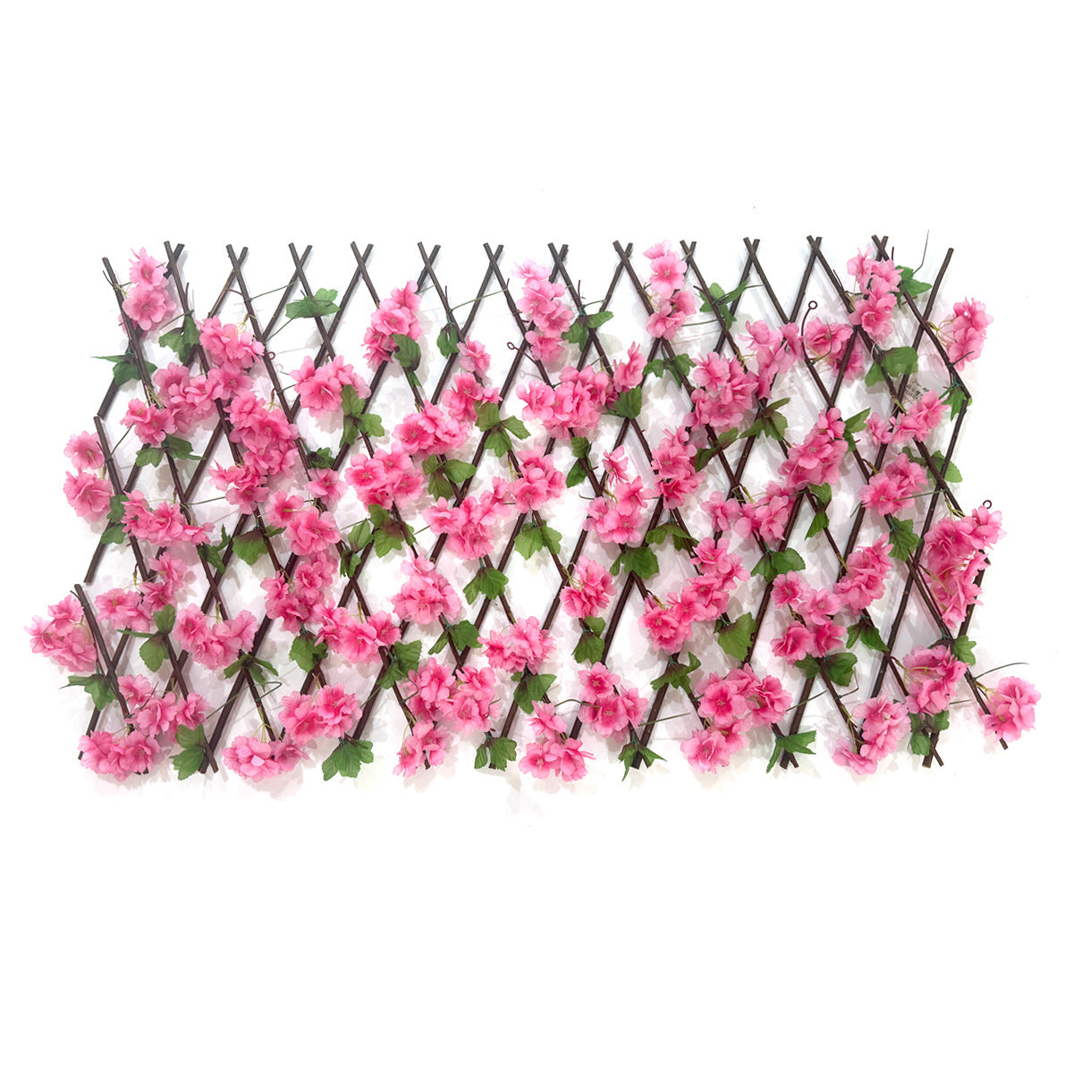 Valla Extensible de Cerezo en Flor Artificial para Jardín, Tela Efecto Seda, Colgante 190 cm, Balcón y Terraza