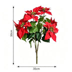 Rama artificial de flor de Pascua con 12 flores, 45 cm, decoración moderna para bodas y hogar