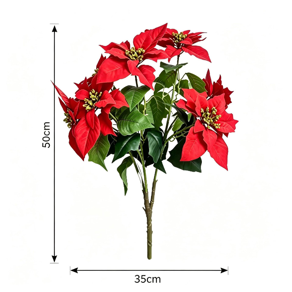 Rama artificial de flor de Pascua con 12 flores, 45 cm, decoración moderna para bodas y hogar