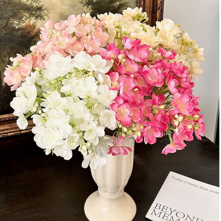 Ramito de Flores Artificiales de Jazmín, 40 cm, Estilo Moderno, Blanco, para Decoración de Bodas, Hogar y Fotos