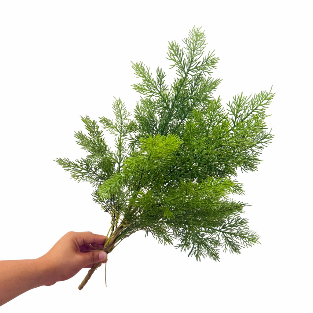 Planta Artificial Asparagus Pino (Espárrago Plumoso), Mata de Follaje Fino, Plástico PE/PVC, Decoración de Interior