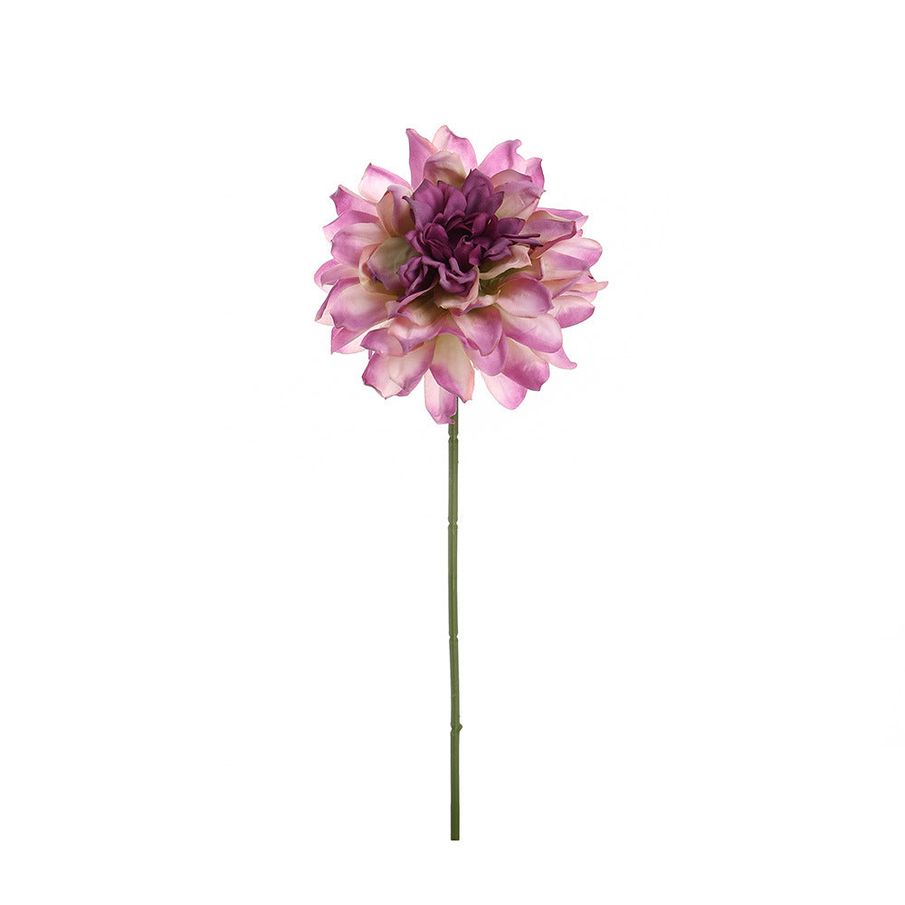 Dalia Artificial de Tela Efecto Seda, Tallo Único con 1 Flor, Borde Tostado, Decoración para Hogar, Bodas y Escaparates
