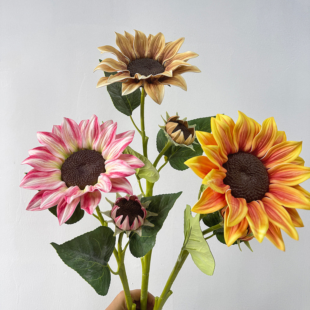 Girasol Artificial de 116 cm, 2 Flores, Decoración Moderna para Hogar y Eventos