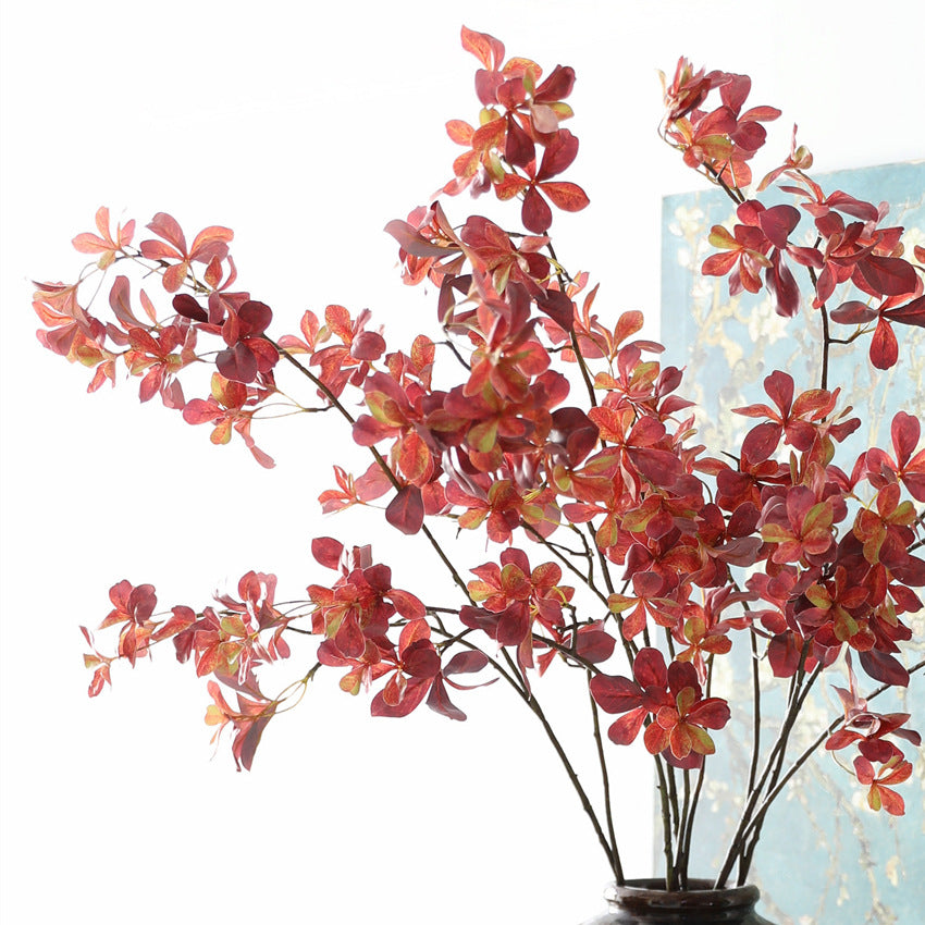 Rama artificial de campanillas con hojas de nandina, arbusto de 1 pieza en degradado otoñal, para salón, hotel o escaparate