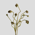 Ramo de amapolas artificiales con frutos y capullos, tela de seda sintética, 65 cm, para bodas y decoración del hogar