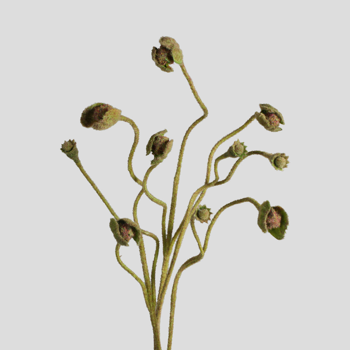 Ramo de amapolas artificiales con frutos y capullos, tela de seda sintética, 65 cm, para bodas y decoración del hogar