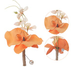 Orquídeas artificiales de 4" x 4" para jardín, balcón y terraza - Naranja