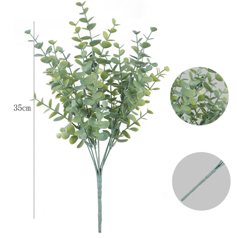 Eucalipto artificial con resistencia a los rayos UV de 13" x 9" 100 piezas para jardín, balcón y terraza