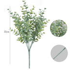 Eucalipto artificial con resistencia a los rayos UV de 13" x 9" 100 piezas para jardín, balcón y terraza