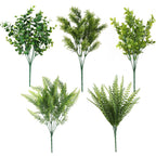 Eucalipto artificial con resistencia a los rayos UV de 13" x 9" 100 piezas para jardín, balcón y terraza - Verde Grass