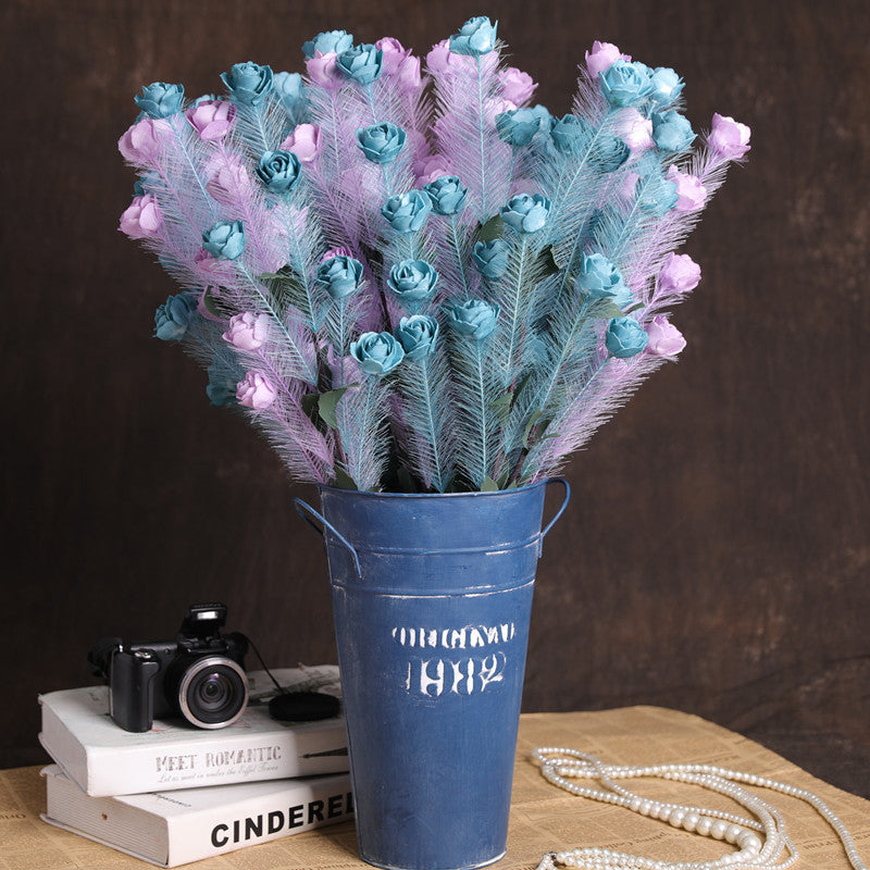 Rosas artificiales de 21" 30 piezas para bodas y eventos - Azul/morado