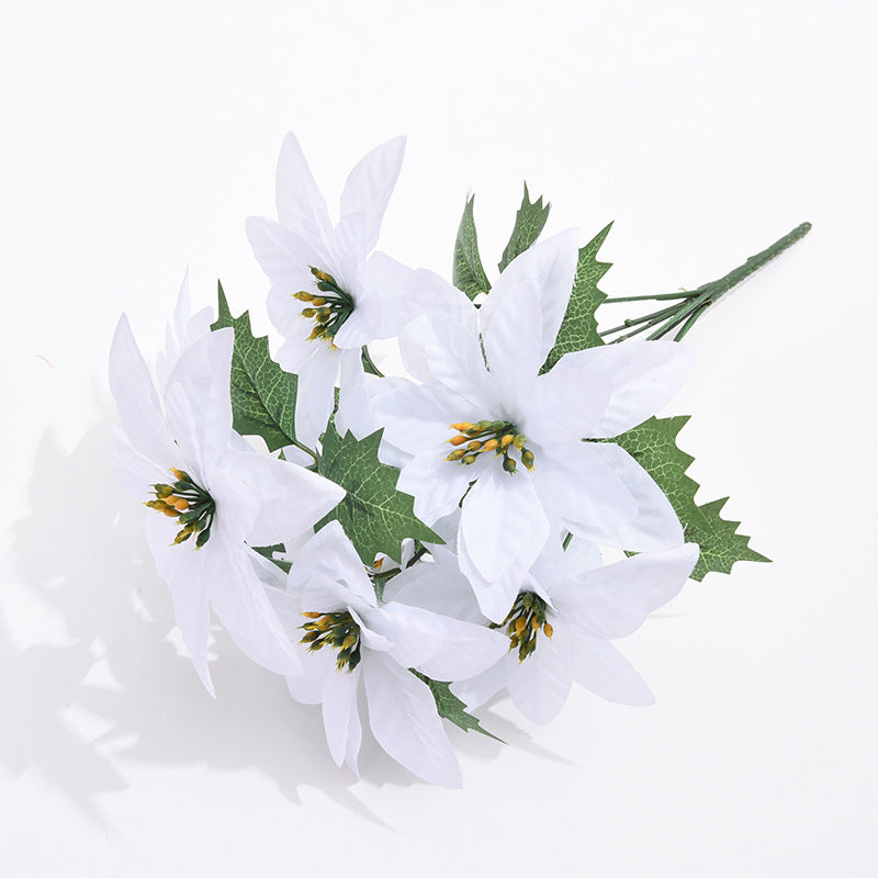 Flores de Pascua artificiales de 14" para arreglos florales y proyectos DIY - Blanco