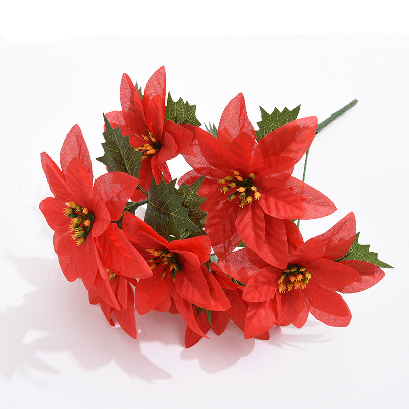 Flores de Pascua artificiales de 14" para arreglos florales y proyectos DIY - Rojo