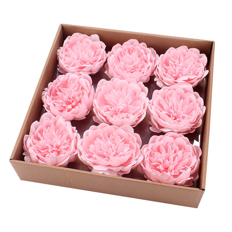 Peonías artificiales de 4" x 4" 9 piezas para bodas y eventos - Rosa intenso
