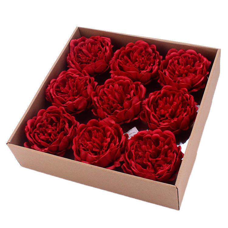 Peonías artificiales de 4" x 4" 9 piezas para bodas y eventos - Amarillo