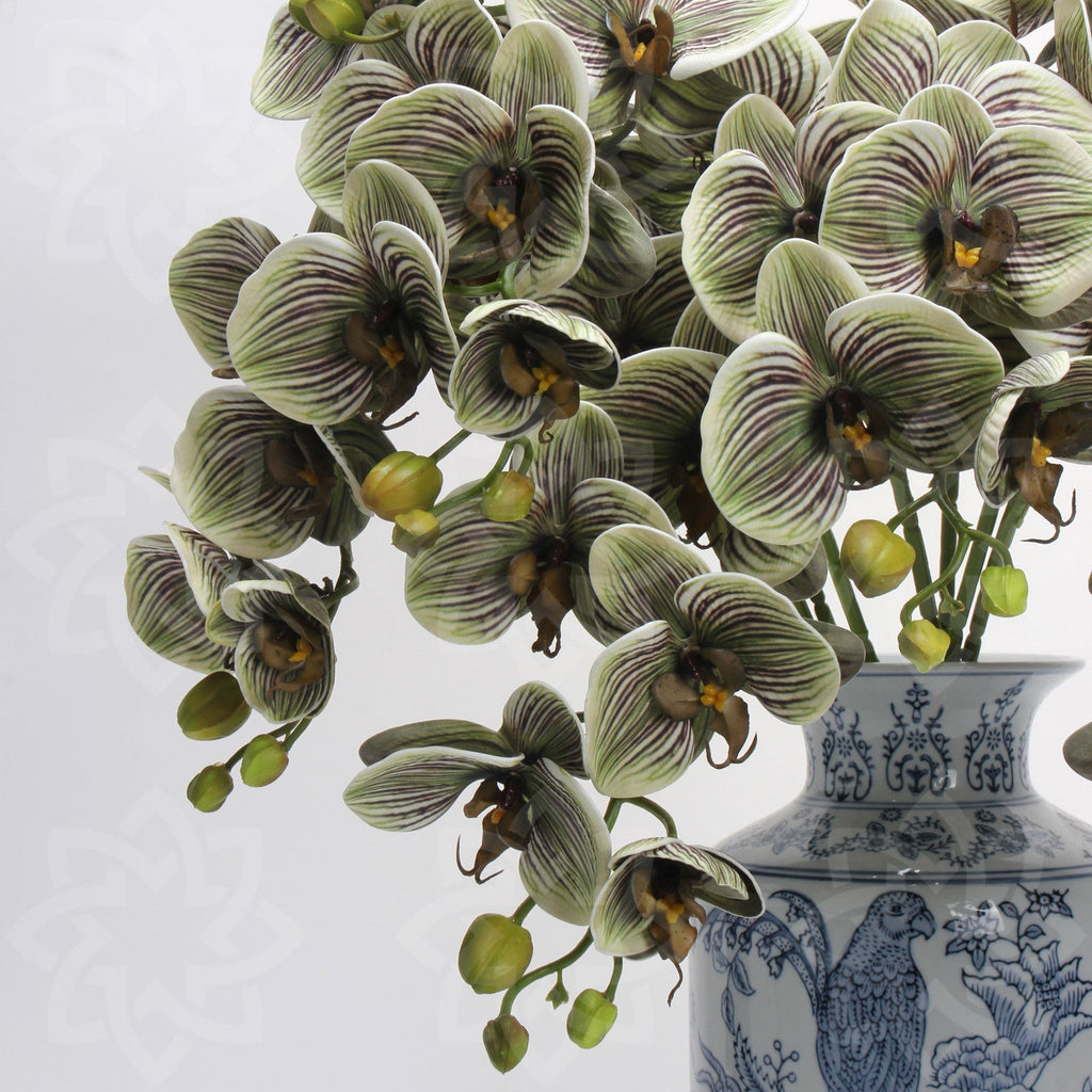 Orquídeas phalaenopsis artificiales con tacto real de 27" para decoración del hogar, eventos y escaparates - Dark naranja