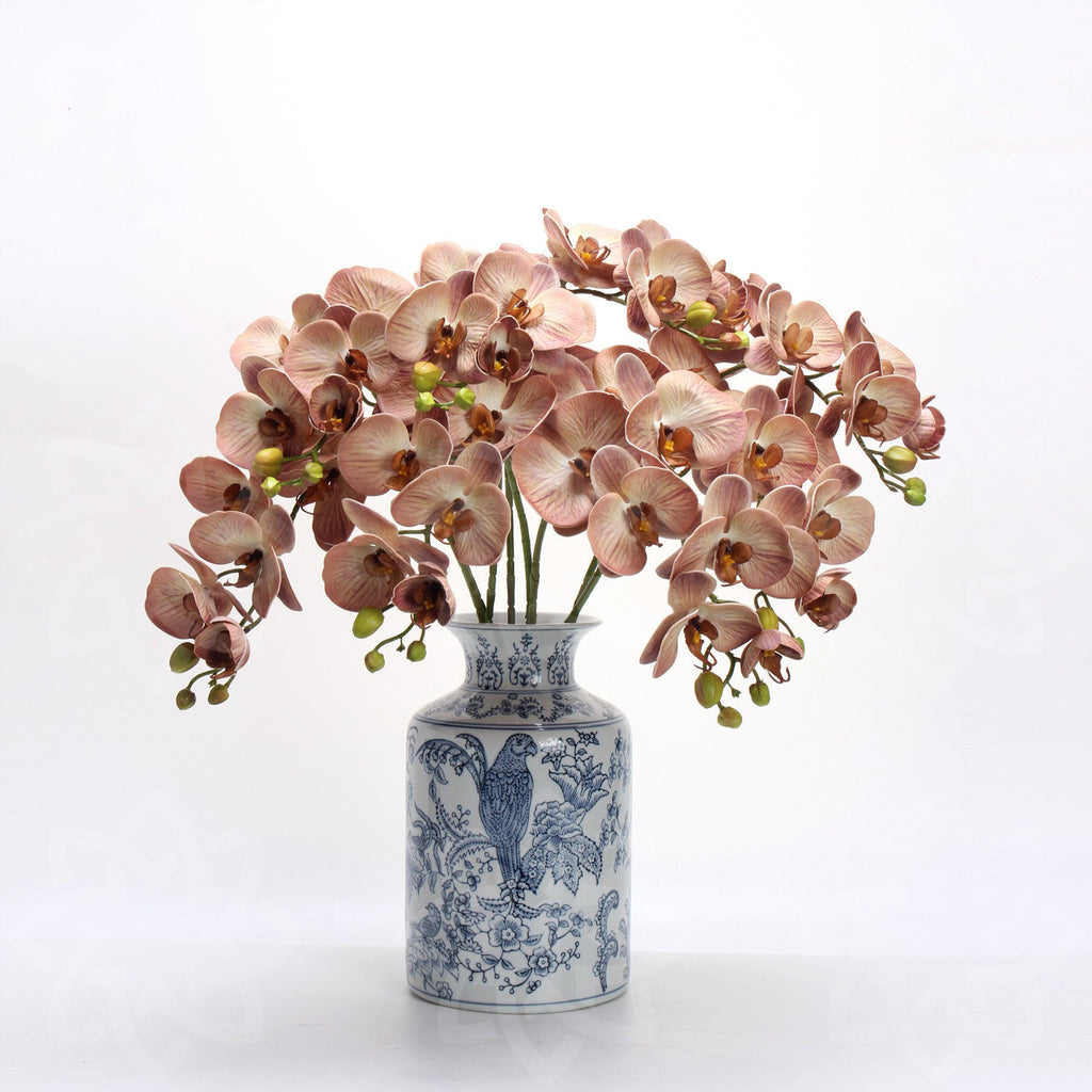 Orquídeas phalaenopsis artificiales con tacto real de 27" para decoración del hogar, eventos y escaparates - Dark verde