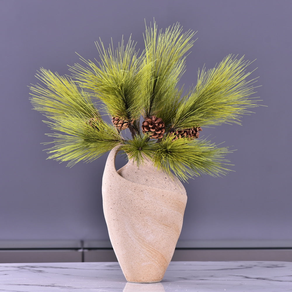 Ramas de pino artificiales con tacto real de 22" 3 piezas para bodas y eventos - Amarillo/verde