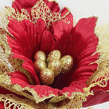Flores de Pascua artificiales de 11.8" para bodas y eventos - Azul real/plateado
