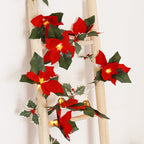 Flores de Pascua artificiales de 118" x 10" para bodas y eventos - Rojo/verde