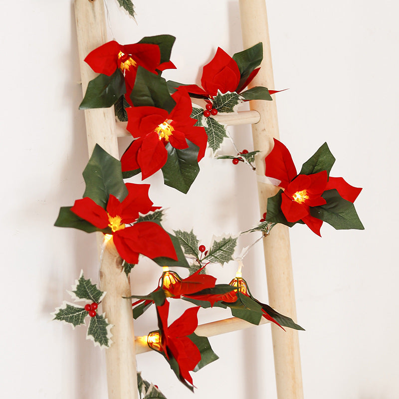 Flores de Pascua artificiales de 118" x 10" para bodas y eventos - Rojo/verde