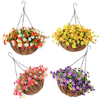 Margaritas artificiales de 20" x 20" para jardín, balcón y terraza - 10" with 8 flower arbustos Amarillo