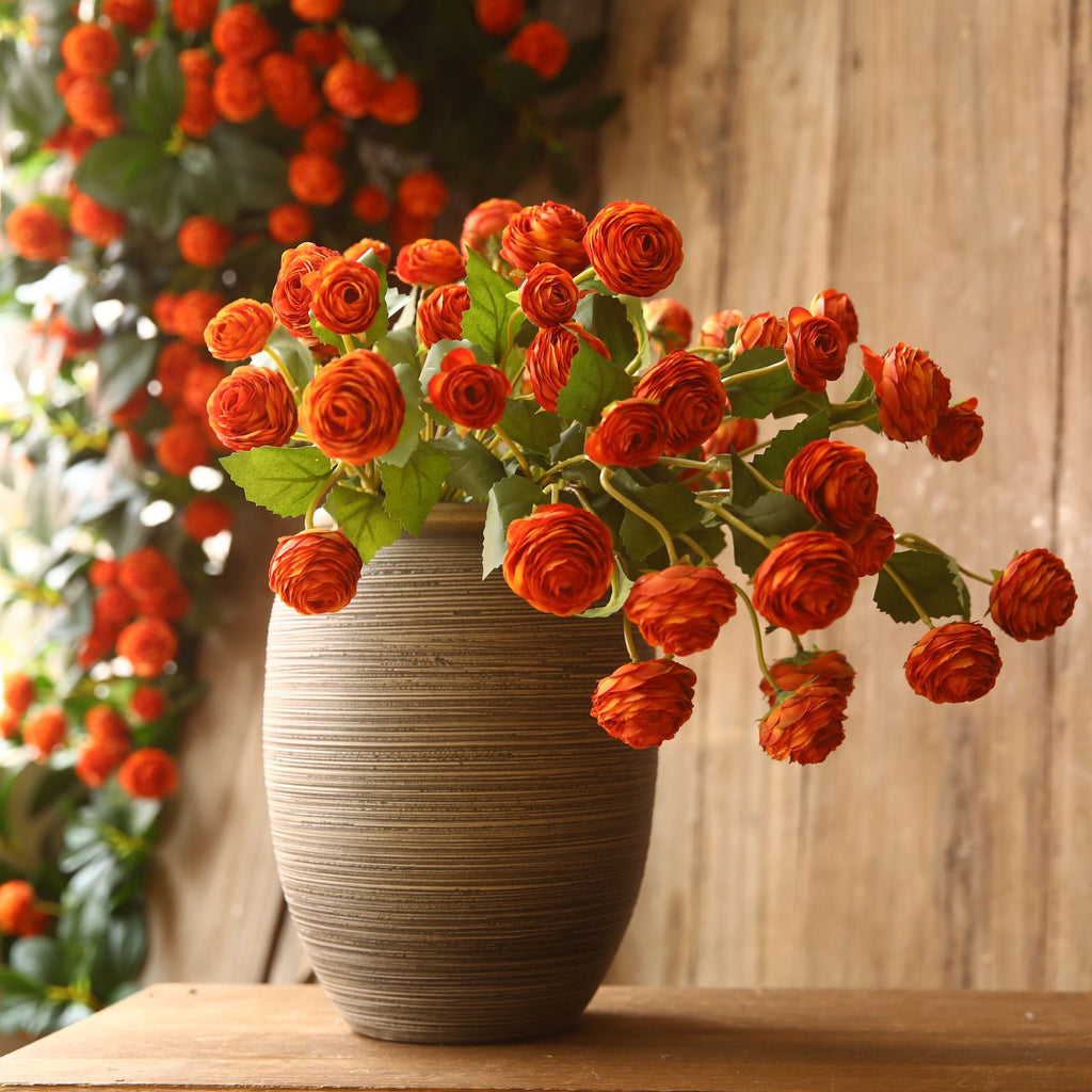 Ranúnculos artificiales de 16" para bodas y eventos - Naranja