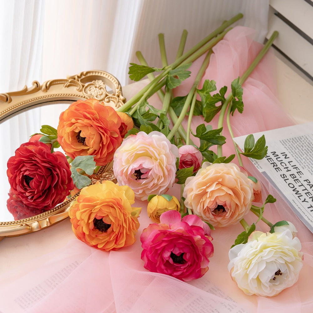 Ranúnculos artificiales de 20" para bodas y eventos - Naranja quemado