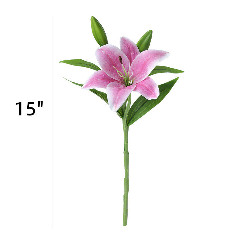 Lirios artificiales con resistencia a los rayos UV con tacto real de 15" para jardín, balcón y terraza