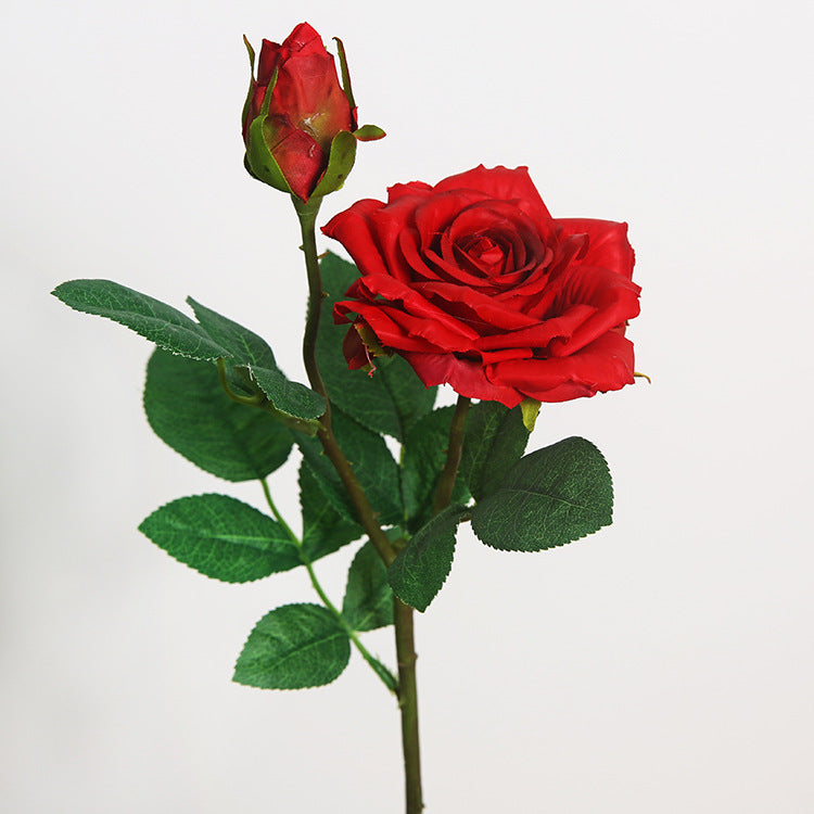 Rosas artificiales con tacto real de 18.5" para bodas y eventos - Rojo