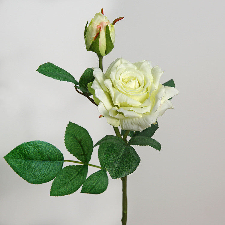 Rosas artificiales con tacto real de 18.5" para bodas y eventos - Verde-blanco