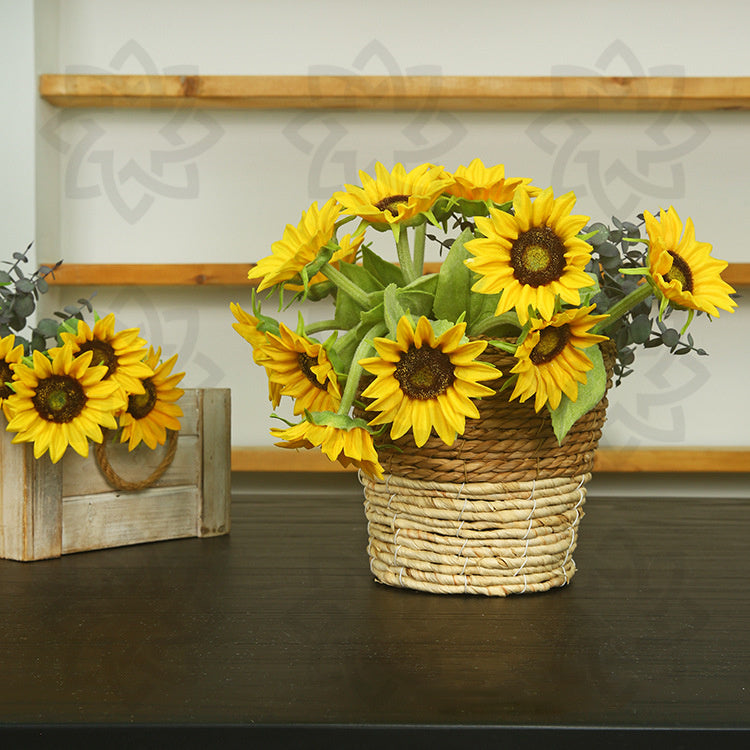 Girasoles artificiales con tacto real de 12" para bodas y eventos - Amarillo