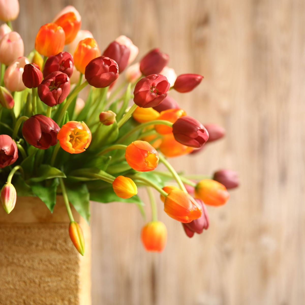 Tulipanes artificiales con tacto real de 15" para bodas y eventos - Amarillo