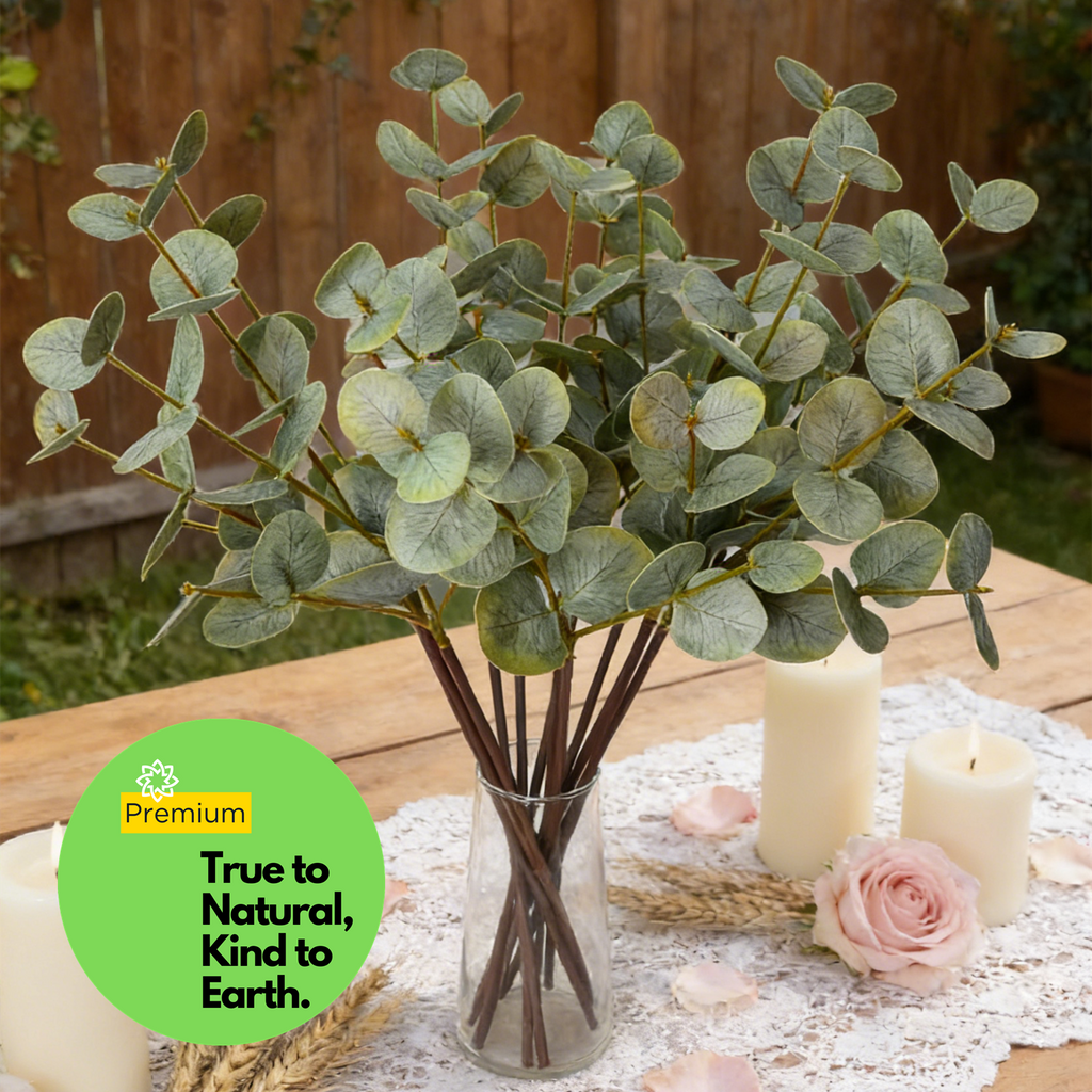 Eucalipto artificial con tacto real de 19.6" para bodas y eventos - Retro verde