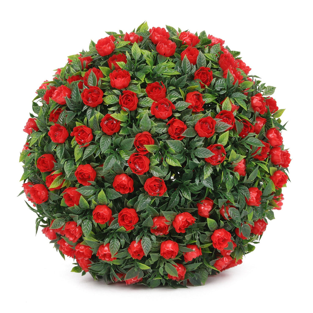 Flores artificiales con resistencia a los rayos UV para jardín, balcón y terraza - Rojo 7.8"