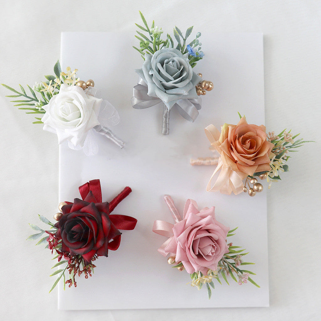 Rosas artificiales de 5" x 3" para jardín, balcón y terraza - Blanco
