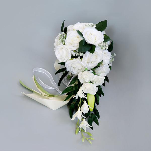 Rosas artificiales de 9" para bodas y eventos - Blanco/morado