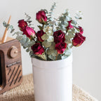 Rosas artificiales de 12" para decoración de interiores - Rojo/gris verde