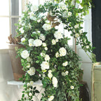 Rosas artificiales de 50" para jardín, balcón y terraza - Blanco