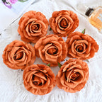Rosas artificiales de 4" x 4" 7 piezas para bodas y eventos - Caramel