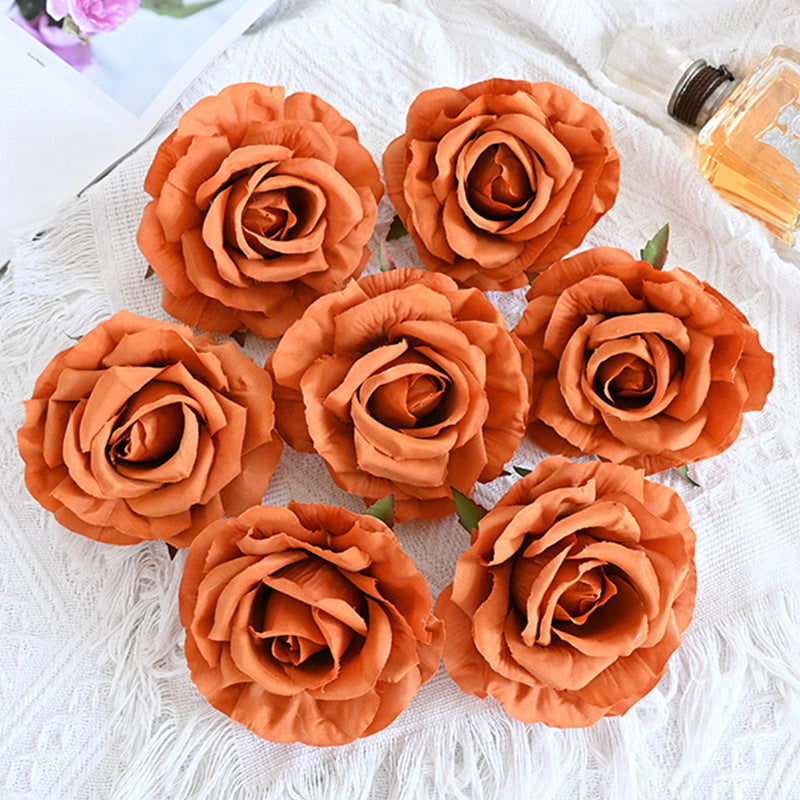 Rosas artificiales de 4" x 4" 7 piezas para bodas y eventos - Caramel