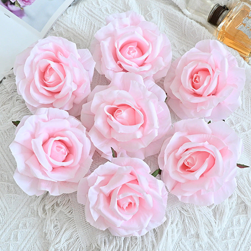 Rosas artificiales de 4" x 4" 7 piezas para bodas y eventos - Blanco/rosa