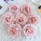 Rosas artificiales de 4" x 4" 7 piezas para bodas y eventos - Rosa claro