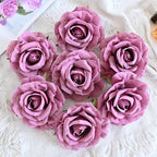 Rosas artificiales de 4" x 4" 7 piezas para bodas y eventos - Dark blush