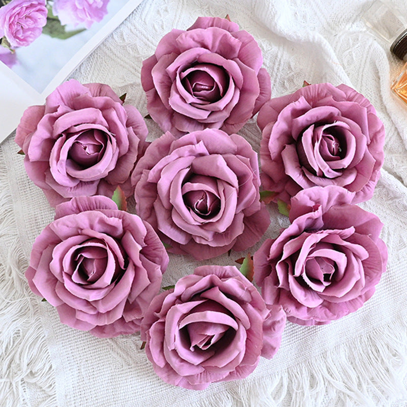 Rosas artificiales de 4" x 4" 7 piezas para bodas y eventos - Dark blush